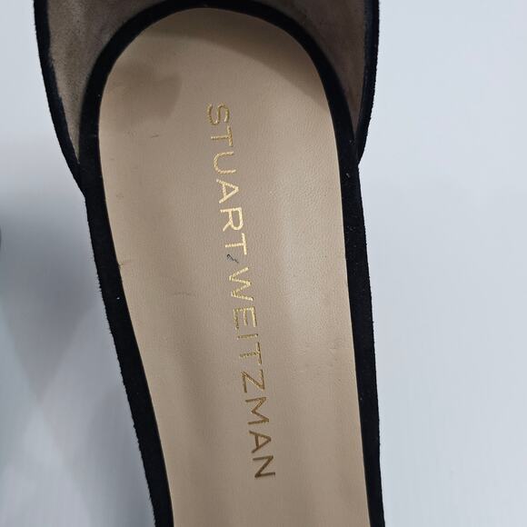 Stuart Weitzman Nudistcurve 75 Sandal Womens 9.5 Black Suede Block Heel Strappy - Picture 10 of 16